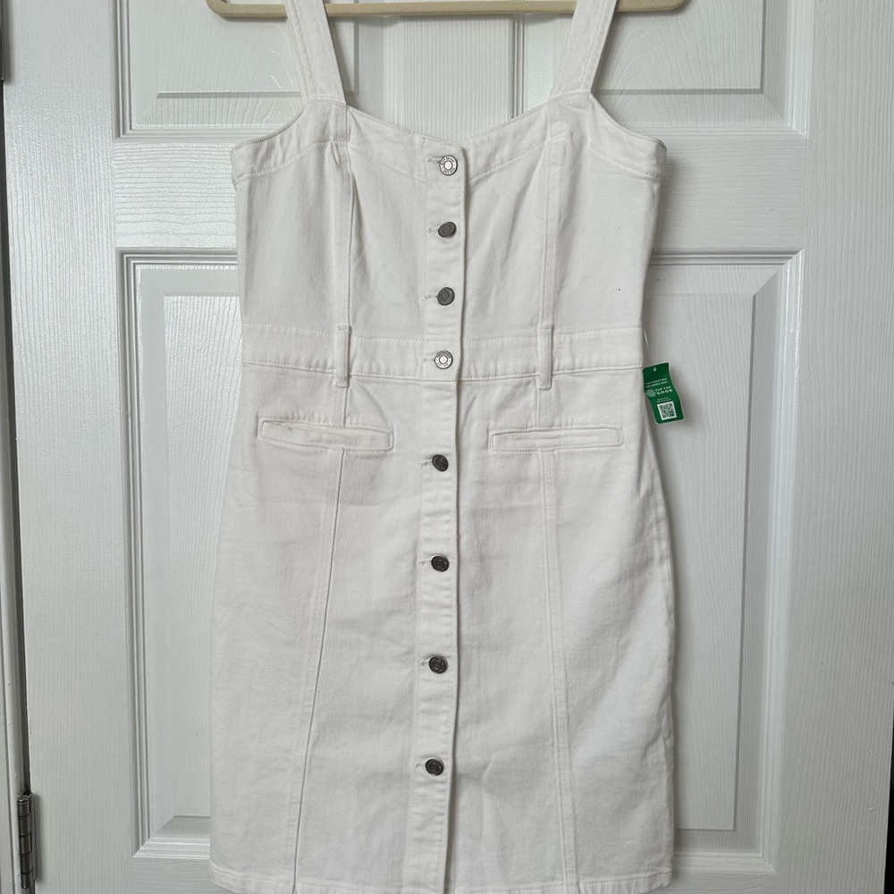 White Denim Button Up Mini Dress